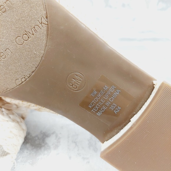 NEW Calvin Klein Toukie Sandals Womens Cream Woven Slide Chic Summer A716 - Picture 7 of 9